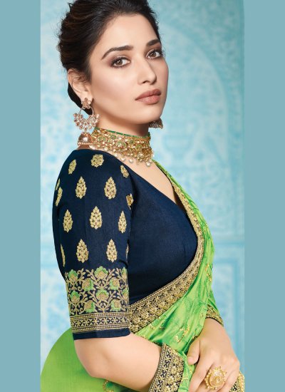 Tamannaah Bhatia Lively Green Traditional Designer Saree