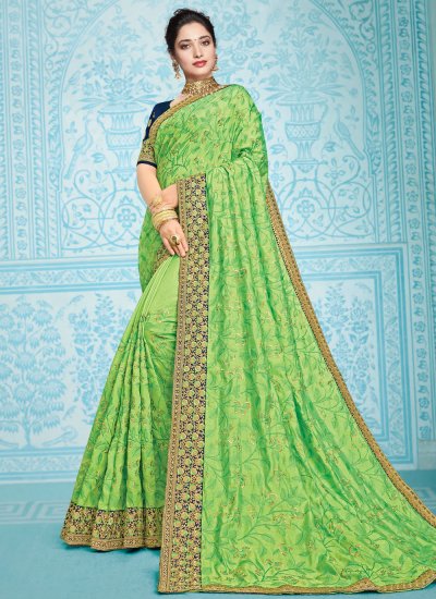 Tamannaah Bhatia Lively Green Traditional Designer Saree