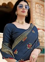 Tantalizing Banarasi Silk Navy Blue Traditional Designer Saree