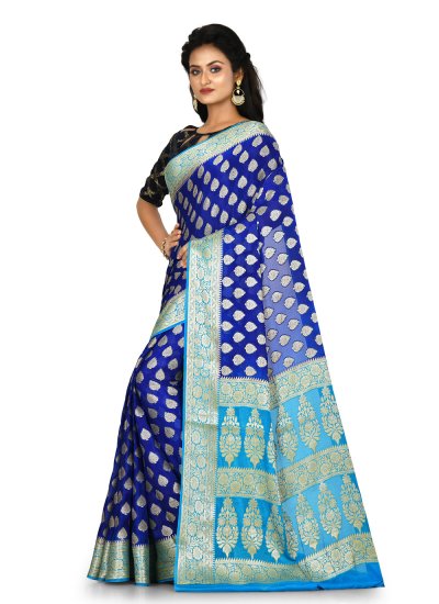 Tantalizing Blue Weaving Banarasi Silk Classic Saree