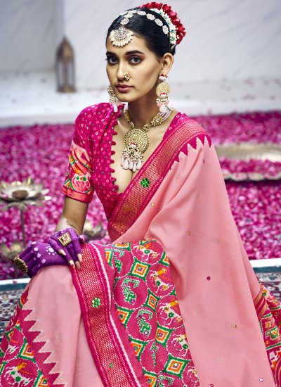 Tantalizing Cotton Silk Woven Pink Contemporary Saree