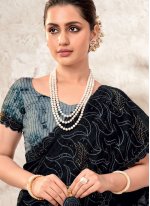 Tantalizing Embroidered Black Contemporary Saree