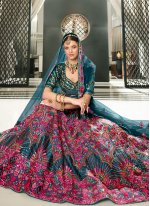 Teal Silk Sequins Trendy Lehenga Choli