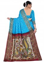 Tempting Fancy Fabric Printed Firozi Traditional Saree