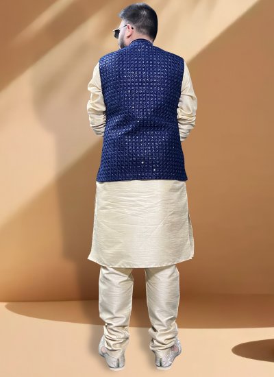 Thread Work Velvet Nehru Jackets in Blue