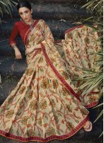 Thrilling Brasso Embroidered Multi Colour Traditional Saree