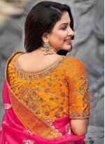 Thrilling Pink Embroidered Designer Traditional Saree