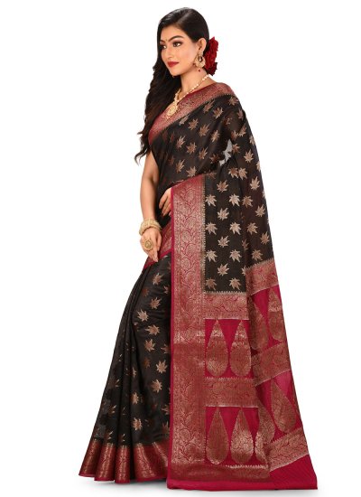 Thrilling Weaving Banarasi Silk Black Trendy Saree