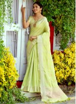 Thrilling Woven Silk Green Contemporary Saree