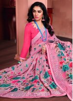 Tissue Printed Saree in Pink