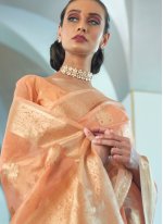 Tissue Weaving Traditional Designer Saree in Peach