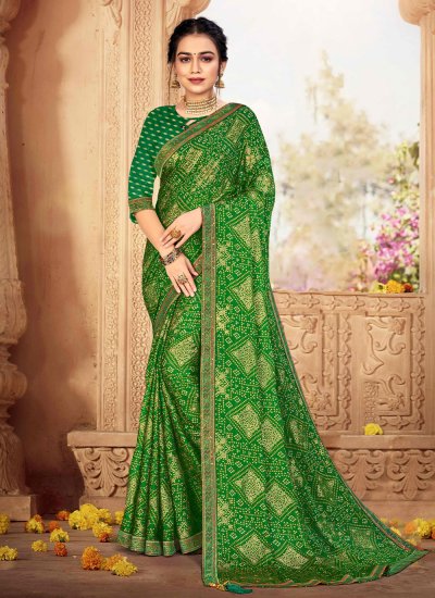 Titillating Green Ceremonial Trendy Saree