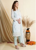 Topnotch Georgette Embroidered Pant Style Suit