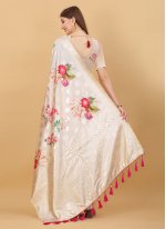 Topnotch Weaving Off White Silk Classic Saree