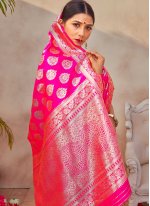 Traditional Designer Saree Weaving Art Silk in Pink