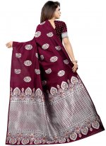 Traditional Designer Saree Weaving Art Silk in Wine