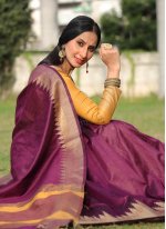 Traditional Designer Saree Woven Raw Silk in Purple