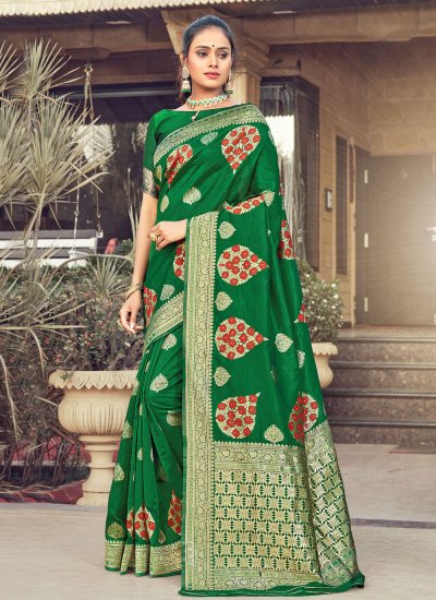 Traditional Designer Saree Woven Silk in Green