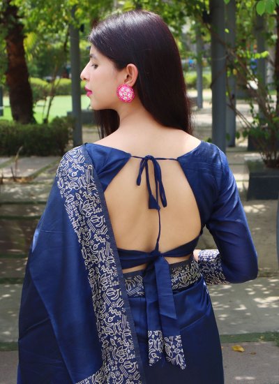 Traditional Saree Border Raw Silk in Blue