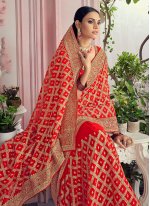 Traditional Saree Stone Georgette in Red