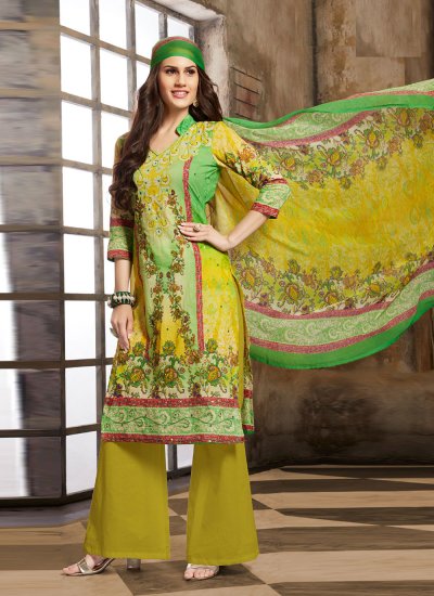 Transcendent Cotton Mirror Green Trendy Salwar Suit