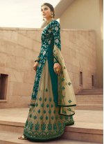Transcendent Embroidered Green Jacquard Silk Palazzo Designer Salwar Kameez