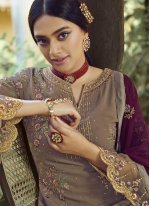 Transcendent Faux Georgette Embroidered Designer Palazzo Suit