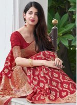 Transcendent Red Art Banarasi Silk Designer Traditional Saree