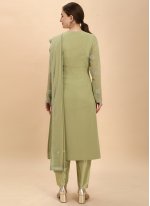 Transcendent Thread Work Green Pant Style Suit 