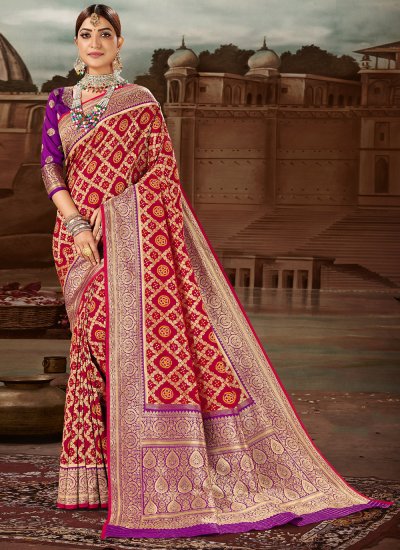 Trendy Banarasi Silk Mehndi Traditional Designer Saree