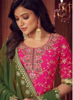Trendy Designer Salwar Kameez Embroidered Faux Georgette in Hot Pink