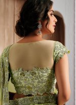 Trendy Embroidered Georgette Green Classic Designer Saree