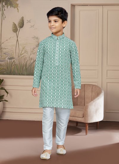 Trendy Lucknowi Mehndi Kurta Pyjama