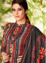Trendy Palazzo Suit Embroidered Pashmina in Black