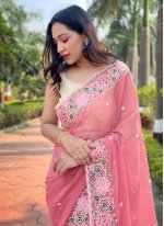 Trendy Pink Mehndi Classic Saree