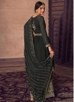 Trendy Salwar Kameez Embroidered Faux Chiffon in Black