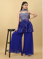 Trendy Salwar Kameez Embroidered Georgette in Blue