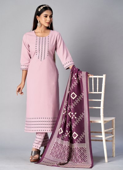 Trendy Salwar Kameez Jacquard Work Cotton in Pink