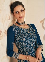 Trendy Salwar Kameez Sequins Georgette in Turquoise