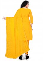 Trendy Salwar Suit Embroidered Cotton in Yellow