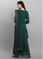 Trendy Salwar Suit Sequins Faux Georgette in Green