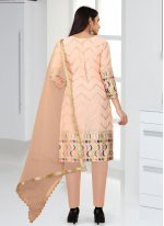 Trendy Salwar Suit Sequins Faux Georgette in Peach