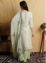 Trendy Salwar Suit Thread Pure Silk in Green