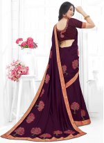 Trendy Saree Embroidered Fancy Fabric in Purple