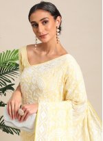 Trendy Saree Thread Work Georgette in Yellow