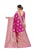 Trendy Saree Weaving Art Silk in Hot Pink