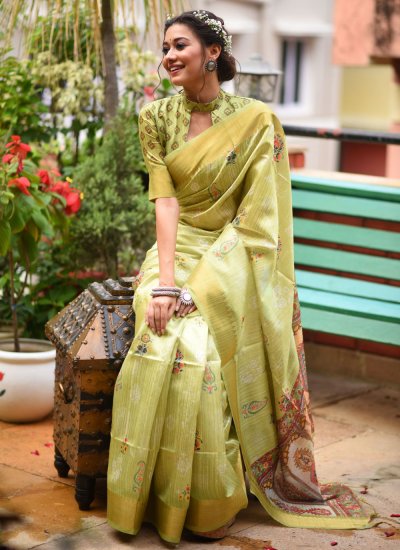 Trendy Saree Weaving Silk in Sea Green