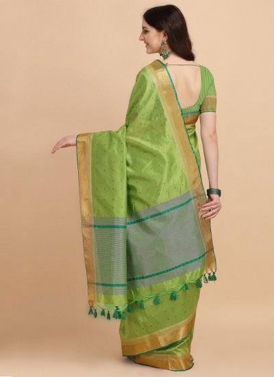 Trendy Saree Woven Tussar Silk in Green