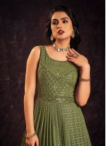 Trendy Zari Green Designer Gown