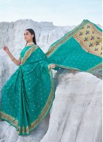Turquoise Banarasi Silk Classic Saree